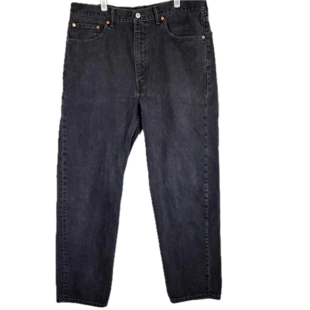 Levi's 550 Jeans Men 38x34 Black Denim Dark Wash Mid Rise Relaxed Straight